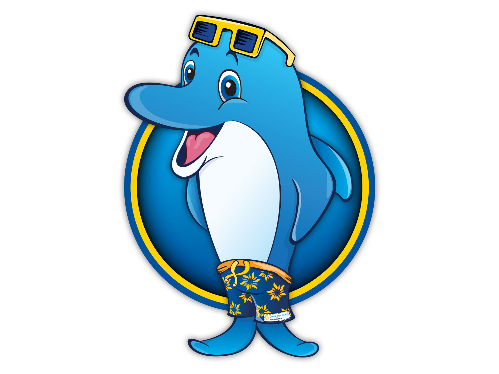 Colourful cartoon style dolphin character illustration for mascot